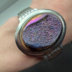 Burgi Druzy Bracelet Watch with Silver Accents